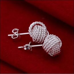 Brand new high quality 925 silver tennis stud earrings fashion gift Jewellery 15pair lot2676