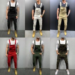 Cool Designer Brand Jeans Man Pants For Men Pocket Denim Overall Jumpsuit Streetwear Sexy Suspender Pant E212951