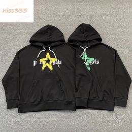 Airbrushed stars letter pattern terry cotton drawstring loose versatile casual men and women fashion heavyweight hoodie