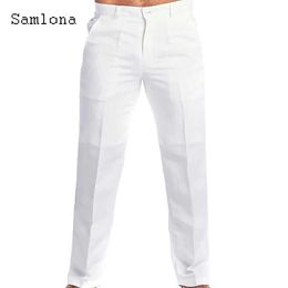 Men's Pants Men's Stand Pocket Casual Linen Pants Solid White Grey Trouser Plus Size 3xl Mens Elegant Fashion Sweatpants Men Streetwear 230915
