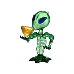 CSYC DA011 Dab Rig Smoking Pipe Alien Stand Glass Pipes About 6.69 Inches Green Tobacco Smoking Hand Pipes