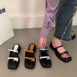 Slippers Sandals Women Summer 2023 Korean Version Clip Toe Flip Flops Outdoor Fashion Flat Casual Non-slip Female Beach Mules