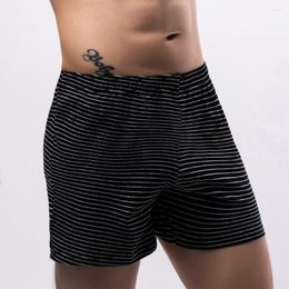 Underpants Mens Casual Trunks Pyjama Soft Summer Elastic Waist Short Pants Cool Loose Bottoms Sleepwear Classic Stripe Boxers