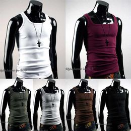 Whole- Selling Men Vest T-Shirt Summer Undershirt Mens Tshirt A-Shirt Wife Beater Ribbed Muscle Vest Top New Fashion179J