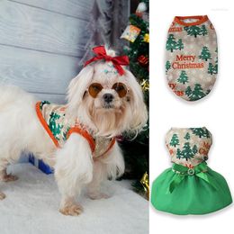 Dog Apparel Cute Puppy Cotton Princess Dress Pet Christmas Clothes Dresses Xmas Cat Costume Up Skirt Supplies