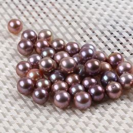 Loose Gemstones Good Luster 10-11mm Natural Purple Edison Round Freshwater Pearl Beads For Jewelry Making