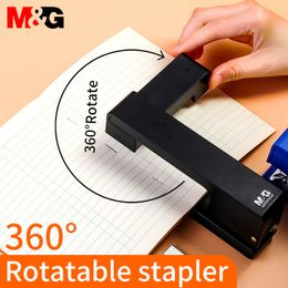 Staplers M G 3 Colours 360 Degree Rotary Stapler Desktop Stapler with Staples Sharp Chisel for Office and school Stationery accessories 230914