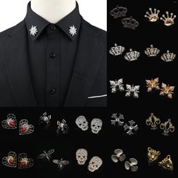 Brooches 1 Pair Vintage Fashion Luxury Crown Brooch Skull Star Spider Shirt Collar Pin For Men Women Chic Corner Emblem Jewellery Accessory