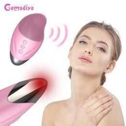 Face Care Devices Electric Cleansing Brush Warm Eyes Massage Eye Wrinkles Soft Silicone Cleanser Sonic Vibration Pore 230915