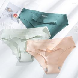 Women's Panties Solid Colour Women Breathable Seamless Underwear Ice Silk Satin Sexy Thin Cosy Lingerie Briefs Girl