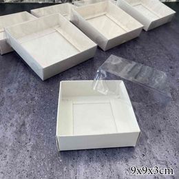 White Cake Gift Box Cardboard Packaging Clear PVC Window Transparent Lid Cookie Candy Wedding Clothes Dress Guests Boxes 2103232694