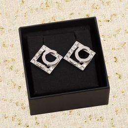 2022 Top quality Charm stud earring with sparkly diamond in platinum Colour plated for women wedding Jewellery gift have box stamp PS2265