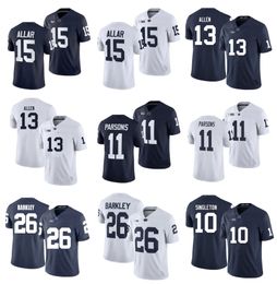 PSU Penn State Nittany Football Jersey NCAA College 11 Micah Parsons 26 Saquon Barkley 10 Nicholas Singleton 15 Drew Allar 13 Kaytron Allen Blue White Size S-XXXL