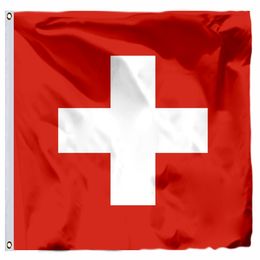 Banner Flags Switzerland Flag 120X120cm 4x4FT 120g 100D Polyester Double Stitched High Quality Banner 230914