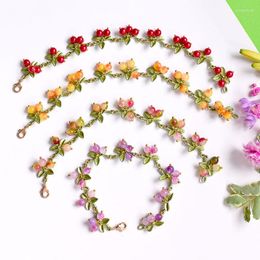 Charm Bracelets Spring Plant For Women Vintage Statement Colourful Beads Berry Blueberry Leaves Bracelet Bangles Female Party Jewellery