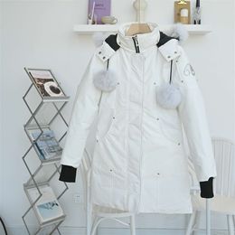 2023 Autumn Winter Women's White Duck Down Parkas Jackets Zipper Fur Hooded Striped Woman's Slim Short Coats ME005
