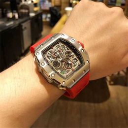 Mechanical Bucket Watches Richarsmilles Luxury Mens Rm011 Hollow Calendar Silicone Fully Automatic Sports Waterproof Cy