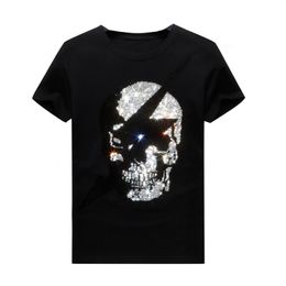 Summer Luxury Large Size Mens Colourful Rhinestone Short-sleeved Designer T-shirt Crew Neck Hip Hop Casual Tee Modal Fabric310p