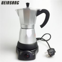 6cups 300ml Electric Coffee Maker Aluminium Material Coffee Pots Moka Pot Mocha coffe Machine v60 Coffee Philtre Espresso Maker T200262D