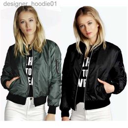 Women's Down Parkas 2016 Autumn and Winter New Womens Classic Quilted Jacket Short Padded Bomber Jacket Coat Short Outerwear L230915