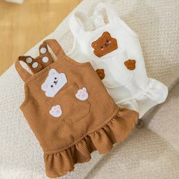 Dog Apparel Coffee Color Pet Strap Skirt Fall And Winter Vest Than Bear Dress Fashion Clothes Woman Clothing XS-XL