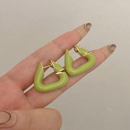 Hoop Earrings Enamel Geometric Triangular Gothic Luxury Accessories Green Pink White Triangle For Women Girls Jewellery