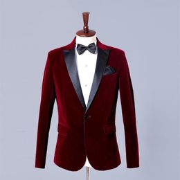 Men's Suits & Blazers 2021 Elegant Male Casual Groom Tuxedo Suit Wedding Dress Mens Business Wine Red Blue Lapel Clothes 2 Pi2804