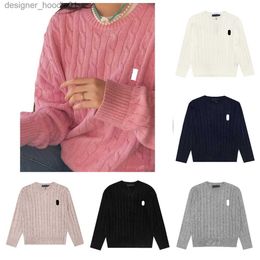Women's Sweaters Women Round Neck Sweater Designer Luxury Ralphs Classic Coat Men's Small Horse Embroidered Chunky Twisted Knit L230915