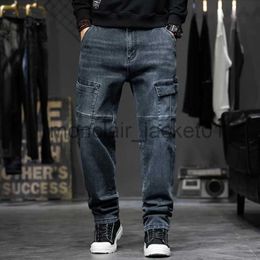 Men's Jeans Ready Stock Plus Size 28-44 Men Jogger Jeans Spring Autumn Casual Pocket Cargo Slim Elastic Denim Pants Street Hip Hop J230915