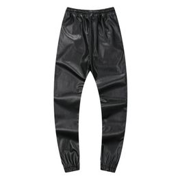 Autumn Winter Men Hiphop Dance Pants PU Leather Joggers Black Red Silver Mens Joggers Casual Sweatpants Hip Hop Sweat Pants Size 3289L