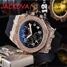 Famous all dials working classic designer watch Luxury Fashion Crystal Diamond Men Watches Large dial man quartz clock stopwatch279F