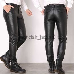 Men's Jeans READY STOCK Plus Size 28-40 Men PU Leather Pants Spring Autumn Winter Casual Slim Skinny Motorcycle Sreet Hip Hop Punk J230915