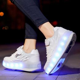 Спортивная уличная детская обувь для роликовых коньков со светодиодной подсветкой, кроссовки для мальчиков и девочек с 2 колесами, спортивный подарок на Рождество, день рождения, детский подарок 230915