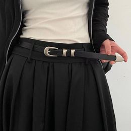 Belts Simple Women Belt Black PU Leather Corset For Ladies Jeans Pants Metal Pin Buckle Waistband Vintage Decor Strap