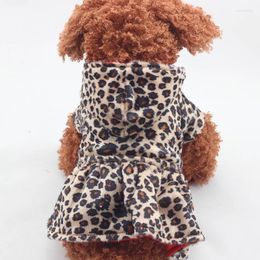 Dog Apparel Winter Leopard Pattern Tutu Skirt Pet Clothes Jackets For Small Large Dogs Cat Clothing Warm Pug Yorkshire Costume