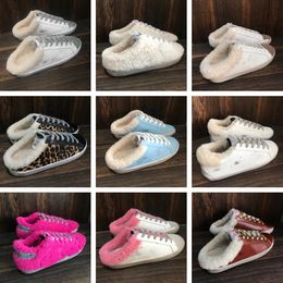 Tasarımcı Terlik Altın Süper Yıldız Spor Ayakkabıları Peluş Slip-On Kadın Kış Spor Küfürü Klasik Moda Yapmak Kirli Sabot Luxe Furry Ayakkabı