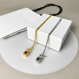 Винтажное анаграммное стерео ожерелье с подвеской в шелковой упаковке lowe, золотое брендовое ожерелье-свитер, гламурные женские свадебные украшения, аксессуары, серьги, комплект ювелирных изделий