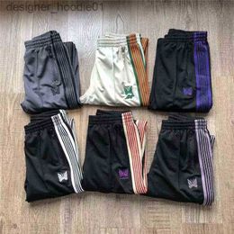 Men's Pants Best Quality 2022ss Needles Fashion Pants Men Embroidered Butterfly Needles Track Women Vintage Pants Straight AWGE Trousers T220803 L230915