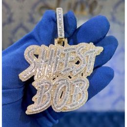 Luxuriy Hip Hop Jewellery Bling Moissanite Pendant Sterling Sier Custom Name Pendent Vvs Moissanite Custom Letters Necklace