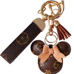 Fashion Car Keychain Favour Mouse Flower Bag Purse Pendant Charm Brown Keyring Holder For Men Gift PU Leather Lanyard Key Chain Acc217H