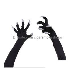 Other Event Party Supplies Spookynails Ghost Gloves - Long Halloween Cosplay Props Terror Black Claws For Performance Drop Delivery Ho Dhi2O