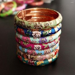 Bangle Fashion Classic Peony Enamel Flower Filigree Gifts For Women Girl Jewelry Accessories Bangles Bracelet