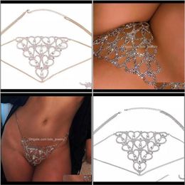 Belly Chains Jewelrysexy Heart Shaped Rhinestone Thong Bling Crystal Underwear Body Jewellery For Women Waist Chain Charming Nightcl210z