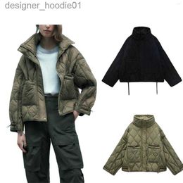 Women's Down Parkas Women's Jackets Female Lightweight Quilted Coats Solid Warm Winter Thicken Tops Outwear Women Long Sleeve Stand Collar Zipper Puffer L230915