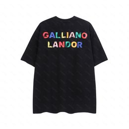 Galleries DEPT Harajuku 23SS Spring Vintage Washed GALLIANO LANDOR Rainbow Letters Printed Logo T Shirt Loose Oversized Hip Hop Unisex Short Sleeve Tees 06