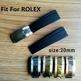 20mm size strap fit for ROLEX SUB GMT YM new soft durable waterproof band watch accessories with silver original steel clasp264L