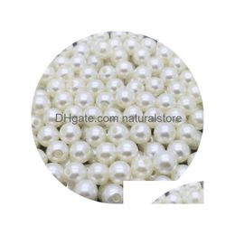 Acrylic Plastic Lucite 3-8Mm Round Abs Shape Imitation Pearls White Beads Handmade Diy Bracelet Jewelry Accessories Making Wholesale 1 Dhoaj