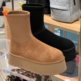 Newly arrived Classic Dipper short snow boots for women winter new elastic slim boots with fashionable and versatile side zippers plush and thick cotton shoes