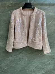 Women's Jackets Sweatshirts Pink sequin cardigan short version of the casual versatile fashion autumn 230914