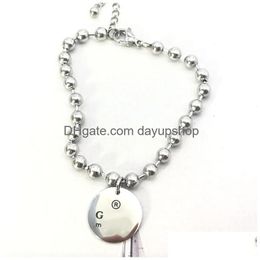 Round Bracelet Women Couple Stainless Steel Fashion Link Bead Chain On Hand Jewellery Gift For Girlfriend Christmas Valentine Day Accessories